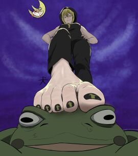 barefoot feet foot_fetish frog inu_ni_kisu medusa_gorgon painted_nails smug smug_face soul_eater stepped_on toes witch