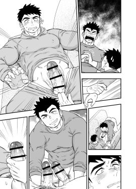 2boys abs all_fours angry balls bara big_balls big_breasts big_penis black_and_white black_hair blank_eyes blush bottomless breasts brother brothers censor_bar censored censored_penis clenched_hand clenched_teeth clothed draw_two embarrassed erect_nipples erect_nipples_under_clothes erection eyelashes foreskin foreskin_folds frenulum frown gay grabbing_wrists greyscale grin handjob hi_res holding_penis hoodie huge_cock indoors looking_at_another lying lying_on_back lying_on_sofa male male_only mature_male monochrome muscles muscular muscular_chest muscular_male nipples nipples_visible_through_clothing open_mouth oppai original original_character pants_down pecs penis pointless_censoring pubic_hair sanpaku sequential short_hair small_pupils smirk thick_eyebrows thick_penis uncircumcised veiny_face veiny_penis wide_eyed yaoi