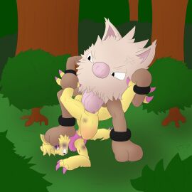 abra absurd_res angry anklet anoelotl ass ass_up big_penis bracelet brown_body brown_skin bruised bruised_eye claws clenched_teeth clitoris cross-popping_vein digital_drawing_(artwork) digital_media_(artwork) duo feet female fist foot_on_face forest forest_background fur generation_1_pokemon genitals hi_res holding_both_ankles holding_both_legs holding_legs_open holding_legs_up huge_cock jewelry lying male male/female male_penetrating mammal missing_tooth multiple_piercings nature nature_background nintendo no_irises on_front penetration penis piercing pig_nose pink_claws pink_eyes pink_penis plant pokemon pokemon_(species) pokemon_focus primeape pussy questionable_consent scratches semi-anthro sex shaded spread_legs spreading stomach_bulge submission_hold tail tan_body tan_fur teeth tree vaginal_penetration yellow_body yellow_fur