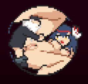 1girls 2d anal female game_cg gnome gremlin kagura_games kagura_survivors:_endless_night male pixel_(artwork) pixel_animation pixel_art small_male smaller_male