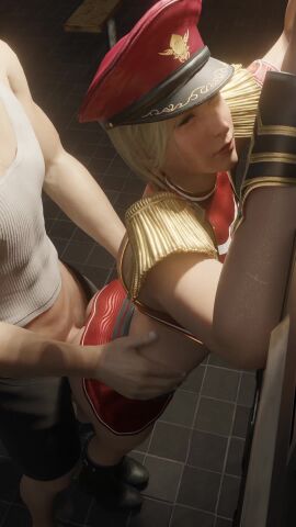 1boy 1girls 3d 3d_animation against_wall animated blender_(software) blonde_hair breasts hat lazyprocrastinator sex shinra_commander straight tagme video