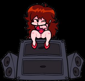 ;3 animated auburn_hair blush bouncing bouncing_breasts breasts edit female flashing friday_night_funkin girlfriend_(friday_night_funkin) hev_(art4henry) high_heels kissy_face legs_spread legs_up lulufu no_panties pussy sitting speakers spread_legs