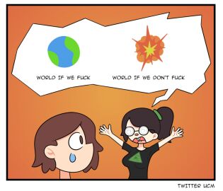 1boy chaos_milkshake_(artist) earth explosion female glasses illuminati male unluckychaosmilk_(artist)