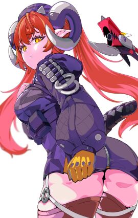 back_view horns huge_ass jacket orpheus_(zenless_zone_zero) tail uniform zenless_zone_zero
