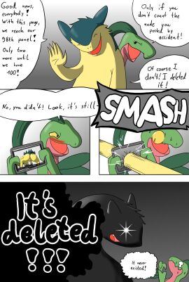 all_fours animal_genitalia anthro anus ass balls barnim_the_grovyle big_ass big_butt blue_body blue_fur blush bodily_fluids brand_the_typhlosion comic dialogue duo english_text fully_sheathed fur generation_2_pokemon generation_3_pokemon genitals green_body grovyle hand_on_ass hand_on_butt hi_res leaf leaf_hair macro710 male multicolored_body multicolored_fur nintendo plant plant_hair pokemon pokemon_(species) presenting presenting_hindquarters pseudo_hair punch red_body red_eyes semi-anthro sheath smile solo sound_effects speech_bubble sweat sweatdrop tablet text thatweirdguy tongue tongue_out two-tone_body two-tone_fur typhlosion yellow_body yellow_fur yellow_sclera