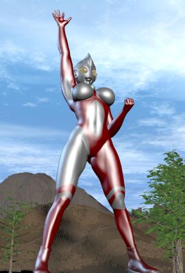 3d 3d_(artwork) alien alien_girl alien_humanoid breasts female ground landscape large_breasts mountain mountains original original_character thick_thighs tree ultraman_(franchise) ultrawoman zoo_(artist)