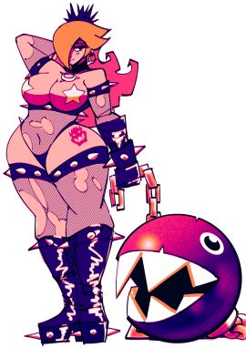 1girls arm_up ass bangs bangs_over_one_eye belly_button big_breasts blonde blonde_female blonde_hair boots bowser_logo bowser_tattoo breasts breasts_out cdlum chain_chomp choker crown curvy curvy_figure earrings female fishnet_legwear full_body gloves goth goth_girl hair_over_one_eye holding_chain holding_leash hoop_earrings human leather_boots leather_gloves leotard light-skinned_female light_skin limited_palette long_hair mario_(series) navel pasties princess_rosalina solo_focus spiked_bracelet spiked_collar spiked_garter star_pasties thick_ass thick_thighs thighhigh_boots thighhighs torn_fishnet_clothing torn_fishnets torn_pantyhose wide_hips