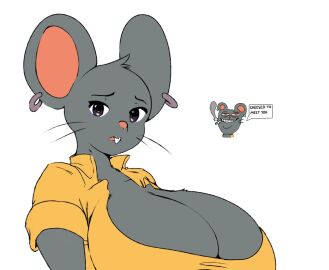 1girls anthro breasts brie_(gorge_valley) buckteeth cleavage earrings female female_focus female_only furry furry_female furry_only garuda_six gorge_valley grey_eyes grey_fur grey_hair large_breasts looking_at_viewer mouse mouse_girl rodent rodent_humanoid