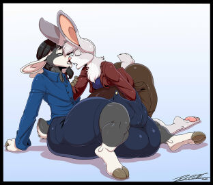 2020 4_toes alpine_goat anthro ass balls balls_outline barefoot beard big_ass big_bulge big_butt big_feet biped black_body black_border black_fur black_hair blue_bottomwear blue_clothing blue_shirt blue_shorts blue_t-shirt blue_topwear border bottomwear bovid brown_bottomwear brown_clothing brown_jacket brown_penis brown_shorts brown_topwear bulge caprine chest_tuft closed_eyes clothed clothing countershade_fur countershading deonwolf detailed_bulge digital_drawing_(artwork) digital_media_(artwork) digitigrade domestic_goat duo facial_hair feet fingers flick_(druss666uk) fur genital_outline genitals goat grey_body grey_fur hair half-erect hand_in_shorts hand_on_penis hooved_fingers hooves huge_bulge hyper hyper_bulge jacket kissing lagomorph leporid male male/male mammal pawpads paws penis penis_base plantigrade rabbit rubbing_penis shirt shorts signature simple_background sitting t-shirt tail thick_thighs toes topwear tuft warren_(druss666uk) white_body white_countershading