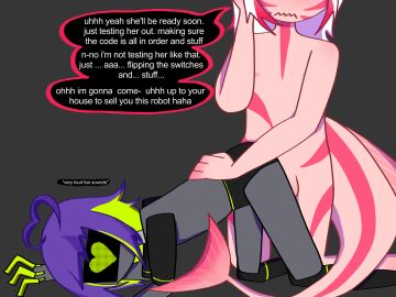 1futa 1girls female fish_tail futanari intersex phone_call robot robot_girl