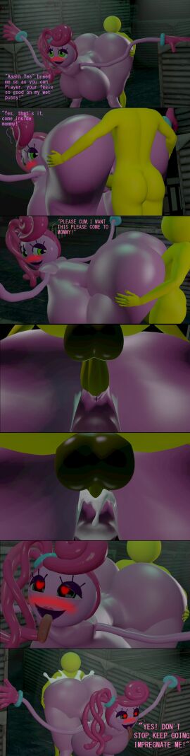 1boy 1girls 3d 3d_(artwork) areolae ass big_ass big_breasts breasts cum cum_in_pussy cum_inside dialogue doggy_style female green_eyes heart-shaped_pupils impregnation_request looking_pleasured male male/female mommy_long_legs monster monster_girl nightmare_waifu nipples pink_hair pink_skin poppy_playtime protagonist_(poppy_playtime) pussy skulltronprime969 straight tagme tongue tongue_out yellow_skin