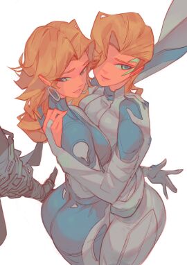 2d 2d_(artwork) 2girls blonde_hair canon_couple cloak_(marvel) cloak_(marvel_rivals) clothed clothed_female dagger_(marvel) dagger_(marvel_rivals) dark-skinned_male dark_skin fantastic_four female hugging invisible_woman invisible_woman_(marvel_rivals) light-skinned_female light-skinned_male light_skin male marvel marvel_comics marvel_rivals rebigaki_art reed_richards sue_storm tandy_bowen yknivel