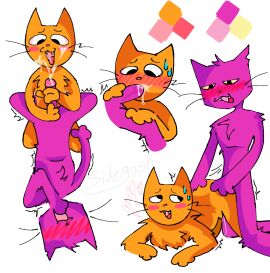 2_gay_cats 2_gay_cats_(tuv) anal anthro blush blushing_profusely bodily_fluids canon_couple cum cum_drip cum_in_mouth cum_inside cum_on_body doggy_style domestic_cat dripping duo felid feline felis fellatio feral feral_on_feral from_behind_position fur genital_fluids genitals gripping_thighs handjob hi_res humor male male/male mammal oral orange_body paul_(2_gay_cats) penile penis purple_cat sam_(2_gay_cats) sex shaking sidegash sucking swallowing sweat trembling two_gay_cats vein whiskers youtube