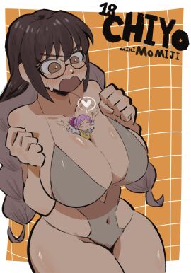 100_kanojo aged_up artist_request black_hair blush embarrassed glasses iin_chiyo kimi_no_koto_ga_dai_dai_dai_dai_daisuki_na_100-nin_no_kanojo large_breasts momi_momiji purple_hair swimsuit the_100_girlfriends_who_really_really_really_really_really_love_you