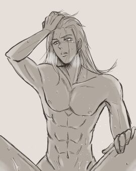 1boy 1other ambiguous_gender ambiguous_pov jojo's_bizarre_adventure leone_abbacchio male male/ambiguous male_focus male_only nude nude_male pov vento_aureo