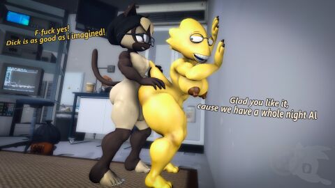 3d alphys anthro ass beanie chair clothing computer cupboard dialogue domestic_cat duo electronics eyewear fan_character felid feline felis female furniture glasses hand_on_ass hand_on_butt hand_on_wall hat headgear headwear hi_res juicyducksfm laboratory male male/female mammal monitor nude penetration pussy reptile scalie sega sex smile sonic_(series) sonic_the_hedgehog_(series) sora_(catmations_nsfw) source_filmmaker_(artwork) standing standing_sex table text undertale undertale_(series) vaginal_penetration