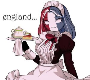 1girls black_gloves countryhumans countryhumans_girl female female_only france_(countryhumans) holding_object maid maid_headdress maid_uniform saylluna smiling_at_viewer solo tagme what white_eyes