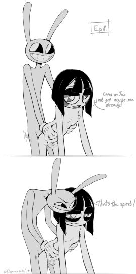 4_fingers bedroom_eyes big_ears boyfriend/girlfriend clothing dialogue duo english_text female fingers glitch_productions gloves half-closed_eyes hand_on_hip handwear hi_res humanoid jax_(tadc) jax_(the_amazing_digital_circus) lagomorph larger_male leporid male male/female mammal name_in_dialogue narrowed_eyes nude nude_female nude_male penis pomni pomni_(tadc) pomni_(the_amazing_digital_circus) pussy rabbit requesting rubbing_penis rubbing_pussy seductive sex_request size_difference smaller_female smile smiling_at_another smiling_at_partner somnambulaart speech_bubble text the_amazing_digital_circus