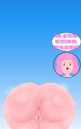 1girls adventure_time ass asshole bending_over breasts english_text fat_ass female fog full_body half-closed_eyes huge_breasts naked naked_female no_panties open_mouth pink_body pink_hair pink_skin princess_bubblegum pussy pussy_ejaculation round_ass short_hair showing_ass standing straight sweat sweatdrop sweating text_bubble thick_ass thick_thighs workout