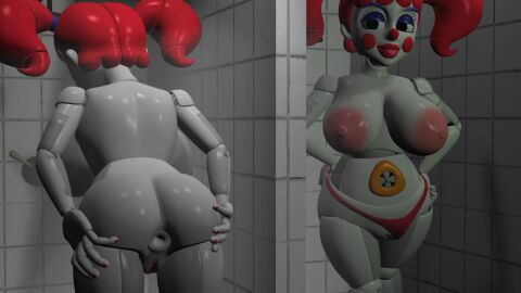 2girls 3d baby_(fnafsl) califax circus_baby circus_baby_(artidemonboy) circus_baby_(fnaf) female five_nights_at_freddy's gaping panties_aside sfm shower tagme twins twintails