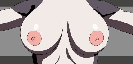 animated anthro bouncing_breasts breasts canid canid_demon canine canis demon doggyshel female fur grey_background hellaverse hellhound helluva_boss hi_res loona_(helluva_boss) loop mammal multicolored_body multicolored_fur mythological_canine mythological_creature mythology nipples pink_nipples shaded short_playtime simple_background solo white_body white_fur widescreen wolf