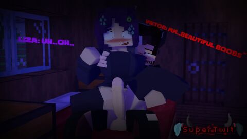 1boy 1girls 3d bedroom breasts clothed_female demon demon_boy erect_penis female horny_female human_female humanoid_penis liza_(drispysik) looking_at_penis looking_down male mine-imator minecraft no_panties no_pants nude nude_male outside penis purple_hair pussy stockings supertwit tagme viktor_(supertwit) wet_pussy