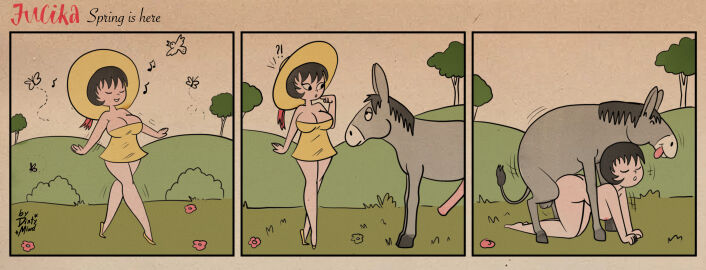 !? 1boy 1girls all_fours ass big_ass big_breasts breasts closed_eyes comic comic_strip completely_nude dialogue dirtymind doggy_style donkey female female_human/male_feral female_on_feral feral feral_on_human happy happy_sex horse_penis horsecock huge_ass huge_breasts human_female human_penetrated hungarian jucika jucika_(comic) long_hair looking_at_viewer male male/female medium_hair nipples nude nude_female open_mouth open_smile original penetration penis pussy ring sex speech_bubble surprised thick_thighs tongue tongue_out vaginal_insertion vaginal_penetration vaginal_sex vintage wedding_ring wife zoophilia