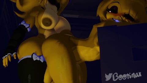 2futas big_ass bonnie_(cally3d) cum cum_inside ejaculation five_nights_at_freddy's flat_chest golden_fredina_(cally3d) sound sound_edit sound_warning tagme video