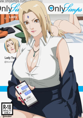 1girls alternate_costume ass bare_shoulders big_ass big_breasts blonde_hair breasts cellphone cleavage colored_nails comic completely_nude english_text female female_only formal formal_clothes holding_cellphone holding_object huge_ass huge_breasts jacket large_breasts lipstick makeup mature mature_female milf multiple_images nail_polish naruto naruto:_the_last naruto_(series) naruto_shippuden ninrubio nude nude_female office_lady onlyfans revealing_clothes sitting skimpy skimpy_clothes skirt story text thick_thighs thighs tsunade voluptuous voluptuous_female