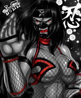 1girls absurd_res benikage bloody female female_wrestler fishnet_clothing hi_res human kunoichi mask masked_female ninja ninja_girl ninja_headband ninja_mask pltnm06ghost red_clothing red_eyes rumble_roses shadow shoooohhhh skimpy skimpy_clothes skimpy_outfit solo spot_color wrestler wrestling_outfit