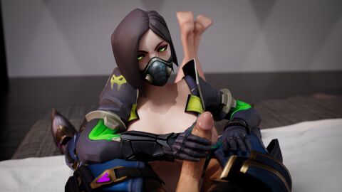 3d dark-skinned_futa dark_skin female futanari intersex jokelsulit light-skinned_female light_skin reyna_(valorant) tagme valorant viper_(valorant)