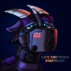 ambiguous_gender anthro asphyxiation bondage bound breath_play collar dragon gas_mask glowing hi_res horn krano_network mask mythological_creature mythological_scalie mythology scales scalie solo submissive wings_of_fire