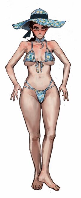 1girls angry_face bikini breasts cameltoe chud chuddette_(mossa) female female_only genderswap genderswap_(mtf) glasses hat mossa pussy rule_63 solo solo_female sunburn thong wojak_comics