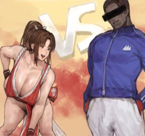 1boy 1girls alternate_breast_size asian asian_female before_fight before_sex big_breasts boingoo breasts brown_eyes brown_hair capcom cleavage cleavage_window combat crossover dark-skinned_male dark_skin fatal_fury female huge_breasts imminent_sex japanese japanese_clothes japanese_female king_of_fighters large_breasts light-skinned_female light_skin mai_shiranui male no_bra no_panties page_1 part_1 part_of_a_set plump plump_breasts pose posing protagonist_(sf6) pubic_hair pubic_hair_peek pussy pussy_peek red_clothing sideboob skimpy skimpy_clothes skimpy_outfit slightly_chubby slightly_chubby_female street_fighter street_fighter_6 voluptuous voluptuous_female you_gonna_get_raped
