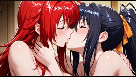 2girls ai_generated girl_on_girl high_school_dxd lesbian_couple lesbian_focus lesbian_kiss lesbian_sex lovers rias_gremory rias_x_akeno tagme video yuri