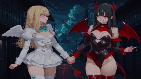 1futa 1girls ai ai_generated ai_generated_background ai_generated_video all_fours anal andreas_ai angel angel_wings animated big_breasts big_penis black_sclera blonde_hair blue_eyes city clenched_teeth closed_eyes cloud cloudy_sky cosplay cum cum_in_pussy cum_overflow cum_puddle cumflation demon demon_girl demon_horns demon_tail demon_wings diphallia diphallism double_penetration ejaculation evil_smile excessive_cum explicit futanari halo hand_on_ass huge_breasts inflated_belly inflation kneeling longer_than_10_seconds longer_than_30_seconds moon naked night nsfw open_eyes open_mouth orgasm orgasm_face penis penis_growth pleasure_face pussy pussy_juice red_eyes shorter_than_one_minute small_breasts struggling tagme tail tongue tongue_out transformation vaginal_penetration video