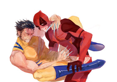 2boys boner claw_(weapon) clothed_sex deadpool deadpool_&_wolverine_(2024) erection gay james_howlett licking_lips logan_(x-men) looking_at_another male male_only marvel marvel_cinematic_universe marvel_comics mask pectorals penis sex stab superhero_costume talkold2 torn_clothes wade_wilson wolverine_(x-men) x-men yaoi