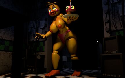 1girls 3d 3d_(artwork) accurate_art_style animatronic animatronic_girl big_ass big_breasts breasts fanfnaf5 female five_nights_at_freddy's five_nights_at_freddy's_2 fnaf fnaf2 fnaf2_location solo toy_chica_(fnaf)