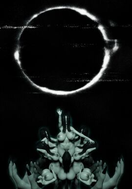 3d ass blender_(software) breasts dark_background dark_hair female ghost huge_ass huge_breasts huge_butt light-skinned_female light_skin milf monster monster_girl mopflop multiple_females multiple_girls pale-skinned_female pale_skin the_ring yamamura_sadako