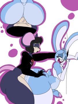 anthro ass big_ass big_butt big_penis black_fur blue_fur bunny_boy deep_penetration eyeshadow fat fat_ass gay gay_anal gay_sex grabbing_ass hand_on_wall japansadface looking_at_another male male_only male_penetrating mouse_boy penis penis_in_ass relaxed_expression smiling_at_partner yaoi