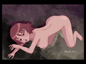 1girls all_fours barefoot black_eyes brown_hair completely_nude female female_only freckles freckles_on_ass freckles_on_face full_body kim_pine light-skinned_female light_skin naked naked_female nude nude_female redcure scott_pilgrim short_hair solo solo_female