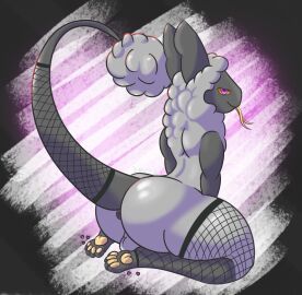 3w!7 alien anthro anus ass balls bedroom_eyes big_ass big_butt clothing fishnet fishnet_legwear fishnet_tailwear genitals glistening glistening_body goo_creature legwear looking_at_viewer male muck_(3w!7) narrowed_eyes pawpads presenting presenting_hindquarters raised_tail seductive solo tail tail_asshole the_nature_of_predators thick_thighs tongue tongue_out venlil_(the_nature_of_predators)