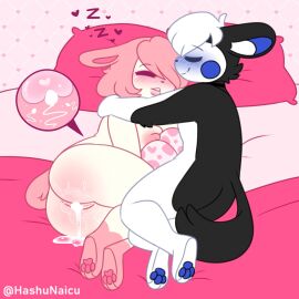 eeveelution egg eggs hashu pokemon_focus queenie_(hashu) sleeping sleeping_nude sleeping_together sylveon