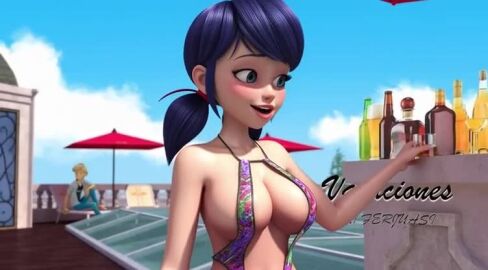 ai_generated alcohol alcoholic_drink animated bikini dirty_talk ferjuasi grok hotel implied_sex implied_yuri marinette_dupain-cheng miraculous:_tales_of_ladybug_and_cat_noir miraculous_ladybug pool pool_bar poolside swimsuit tagme video whisky yuri