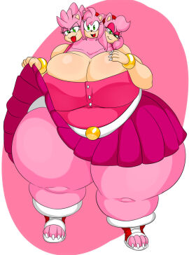 1girls 3_heads amy_rose anthro anthro_only bangs bbw belly breasts cerberus cerberus_rose conjoined denizen1414 eyelashes fat female female_only furry green_eyes hyper large_breasts long_hair looking_at_viewer multi_head muzzle obese overweight plain_background plump sega shy simple_background smile sonic_(series) spines thick_thighs what wide_hips