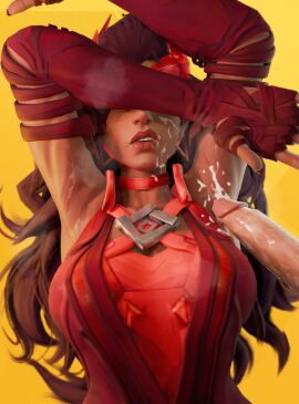1girls 3d armpit_fetish armpit_sex armpits breasts breasts_out brown_hair brown_skin clothed clothed_female cum cum_on_armpit female female_focus female_humiliation male male/female marvel marvel_comics marvel_rivals penis scarlet_witch scarlet_witch_(marvel_rivals) shibarademu tan_body tanned_female tanned_skin wanda_maximoff
