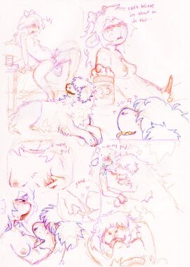 anthro_on_feral antlers balls breasts canine deltarune dickgirl faeralperil feral feral_on_anthro food freckles futanari intersex licking licking_breast licking_nipples nipples noelle_holiday nude peanut_butter penis quadruped sketch susie_(deltarune) tapering_penis text tongue undertale_(series) zoophilia