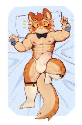 2boys abs big_penis blush bowtie bulge cousins cydonia_xia disembodied_hands domestic_cat erection feline freckle_mcmurray furry incest incest_(lore) lackadaisy male male/male male_only muscular muscular_male nervous nipples orange_fur pecs penis rocky_rickaby shy sock_garters socks webcomic white_background