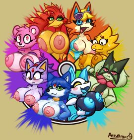 absurd_res alphys android animal_crossing anthro arturfox audie_(animal_crossing) avian banjo-kazooie beak bear big_breasts bird blaze_the_cat blue_eyes blue_nipples blush breast_size_difference breasts canid canine canis color_wheel color_wheel_challenge cuddle_team_leader deltarune domestic_cat epic_games eyewear felid feline felis female fortnite fox furry generation_6_pokemon generation_9_pokemon glasses green_eyes group hi_res holding_breast kazooie krystal krystal_(star_fox) lizard looking_at_viewer machine mammal masquernya meowscarada nintendo nipples orange_nipples pink_eyes pink_nipples pokemon pokemon_(species) rareware reptile robot scalie sega sonic_(series) sonic_the_hedgehog_(series) star_fox tasque_manager_(deltarune) tongue tongue_out undertale undertale_(series) wolf