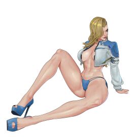 1girls 2d 2d_(artwork) absurdres ass_visible_through_thighs blonde_hair blue_eyes blue_panties breasts cleavage cloak_and_dagger clothing dagger_(marvel) dagger_(marvel_rivals) female female_only fit fit_female galaad1800 heels heroine high_heels highres human human_female human_only jacket legs light-skinned_female light_skin long_hair marvel marvel_comics marvel_rivals no_bra no_pants no_sex not_ai_generated open_clothes open_jacket panties pinup platform_heels simple_background sitting smile smiling_at_viewer solo solo_female solo_focus superheroine tandy_bowen thick_thighs thighs underwear very_high_heels wavy_hair weapon white_background younger_female